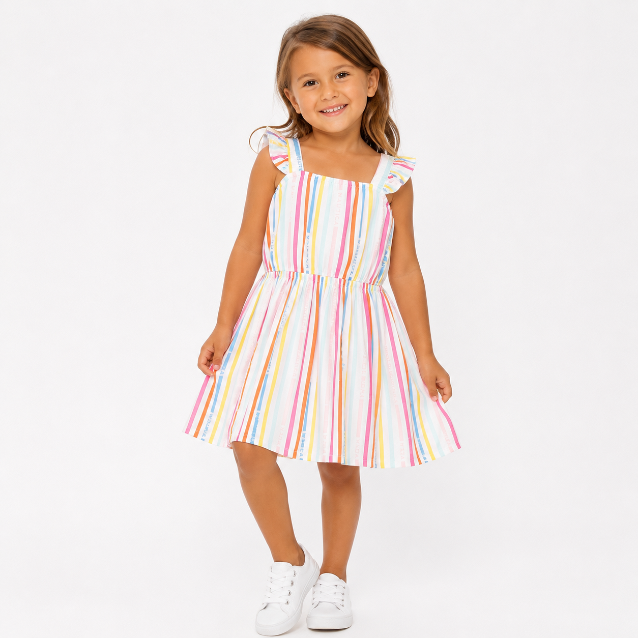 Nautica Girls' Rainbow Stripe Dress