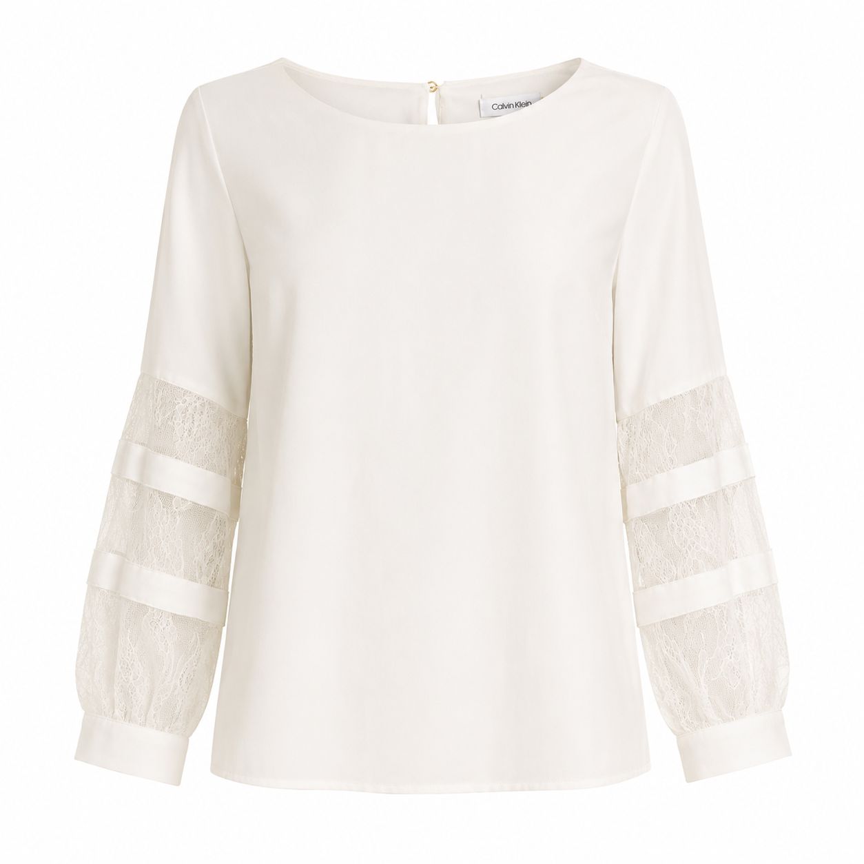 Calvin Klein white blouse features long sleeves with panels