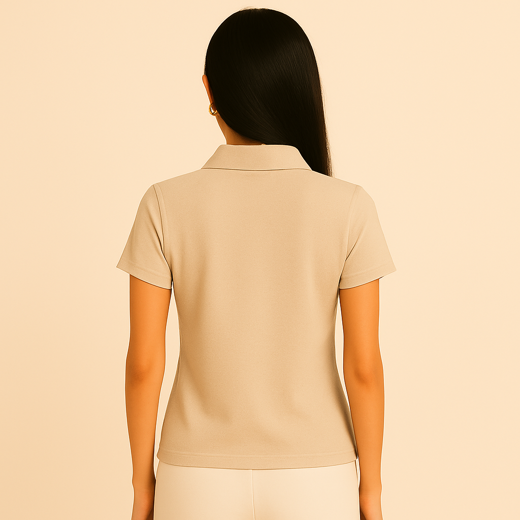 Calvin Klein women's white piqué short-sleeved polo shirt