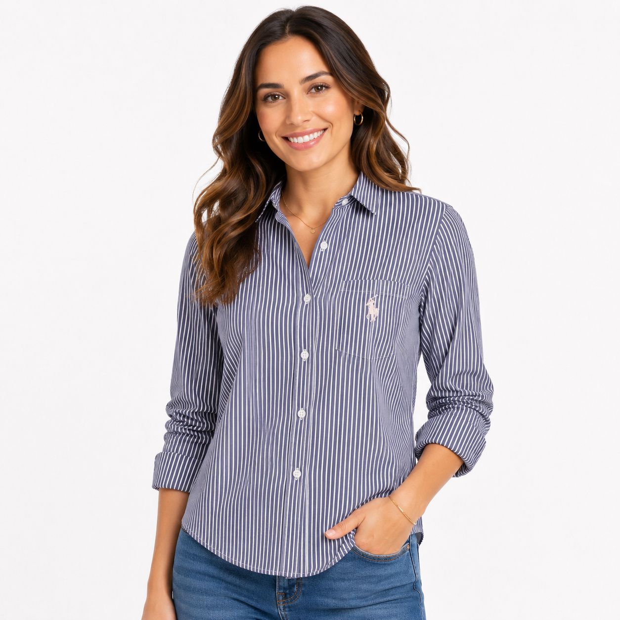 U.S. Polo Assn. Women's Stripped Long Sleeve Basic Shirt