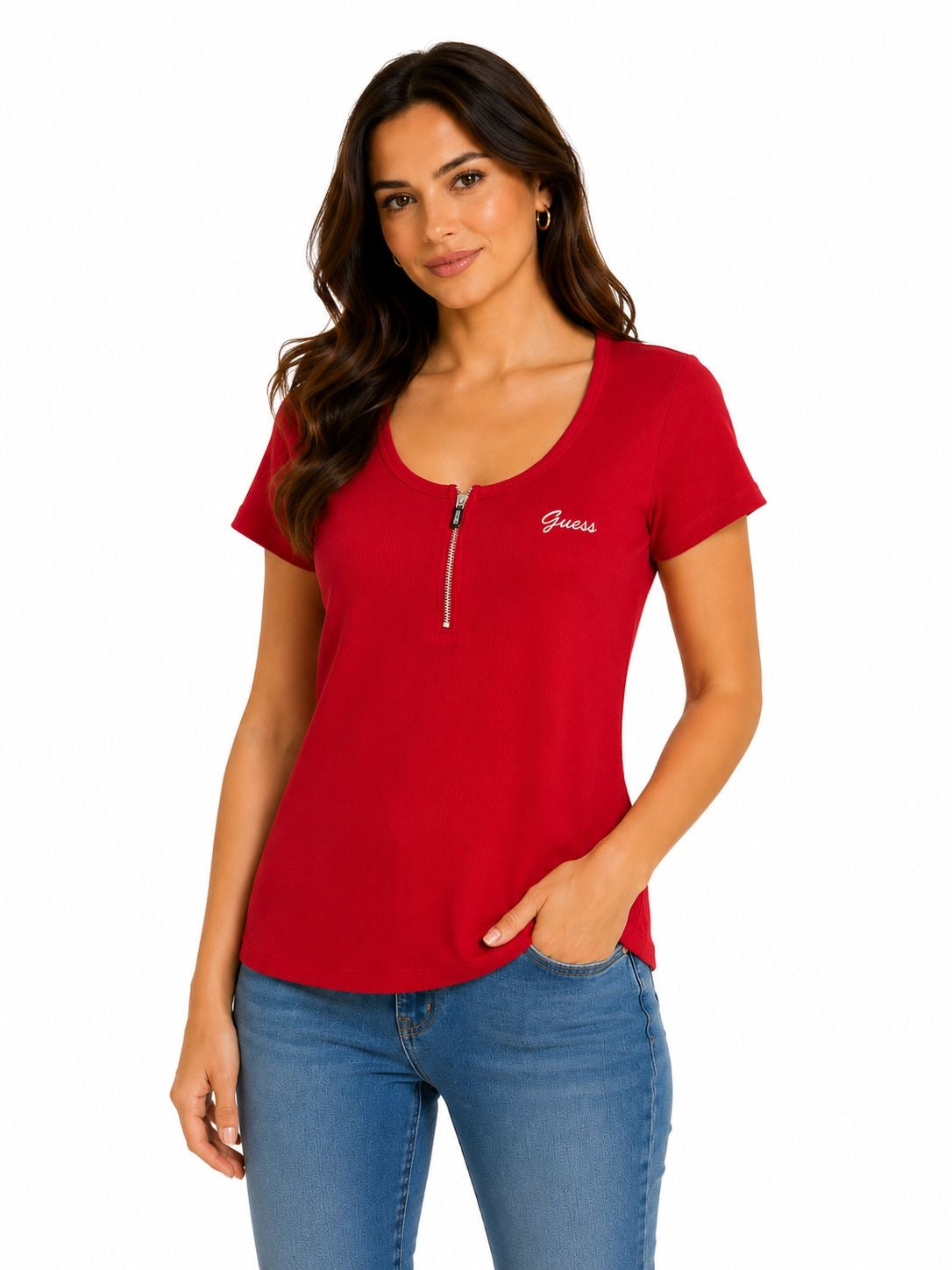 Guess women's fitted and ribbed t-shirt