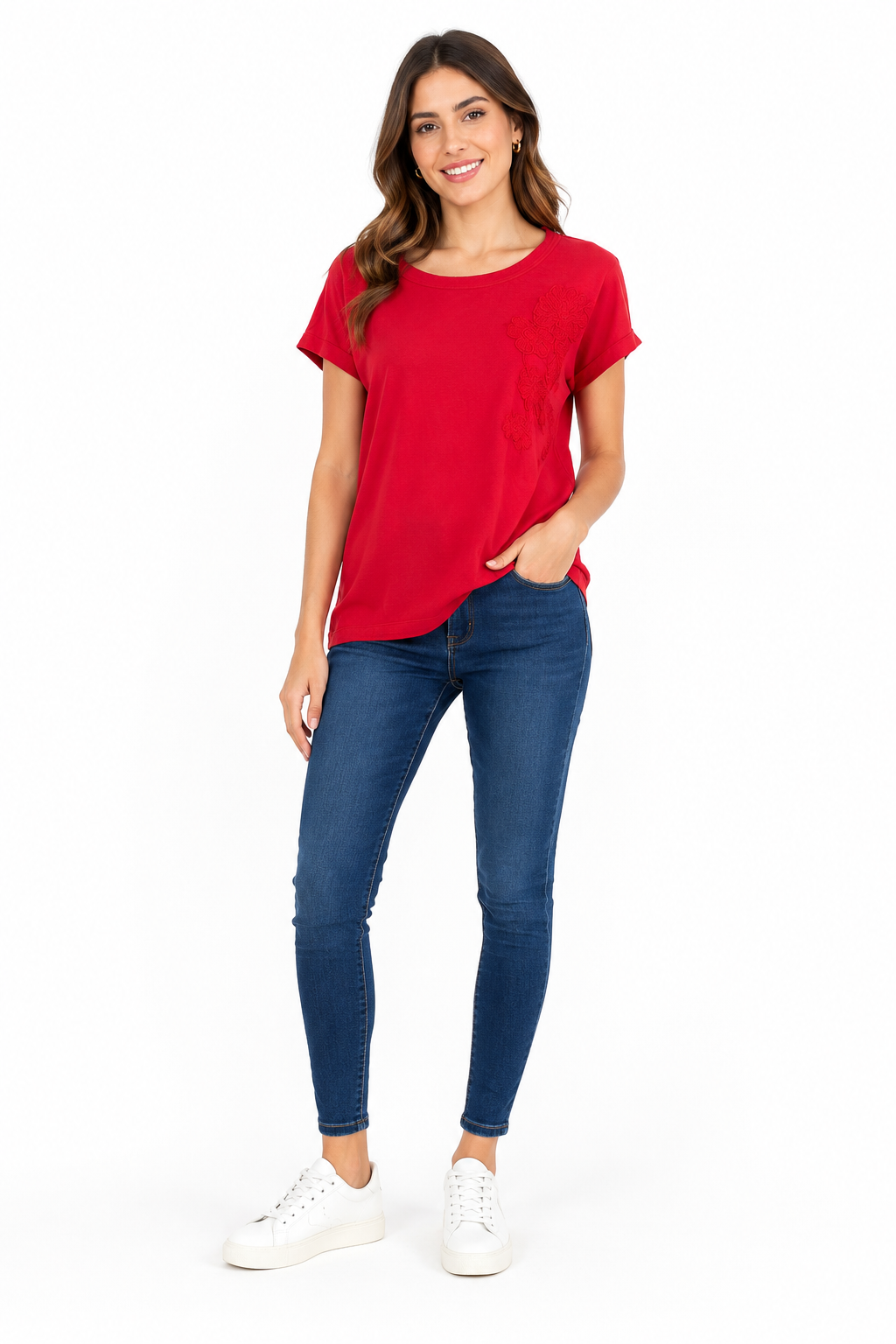 NAUTICA-Loose-cut blouse in red (or dark coral)