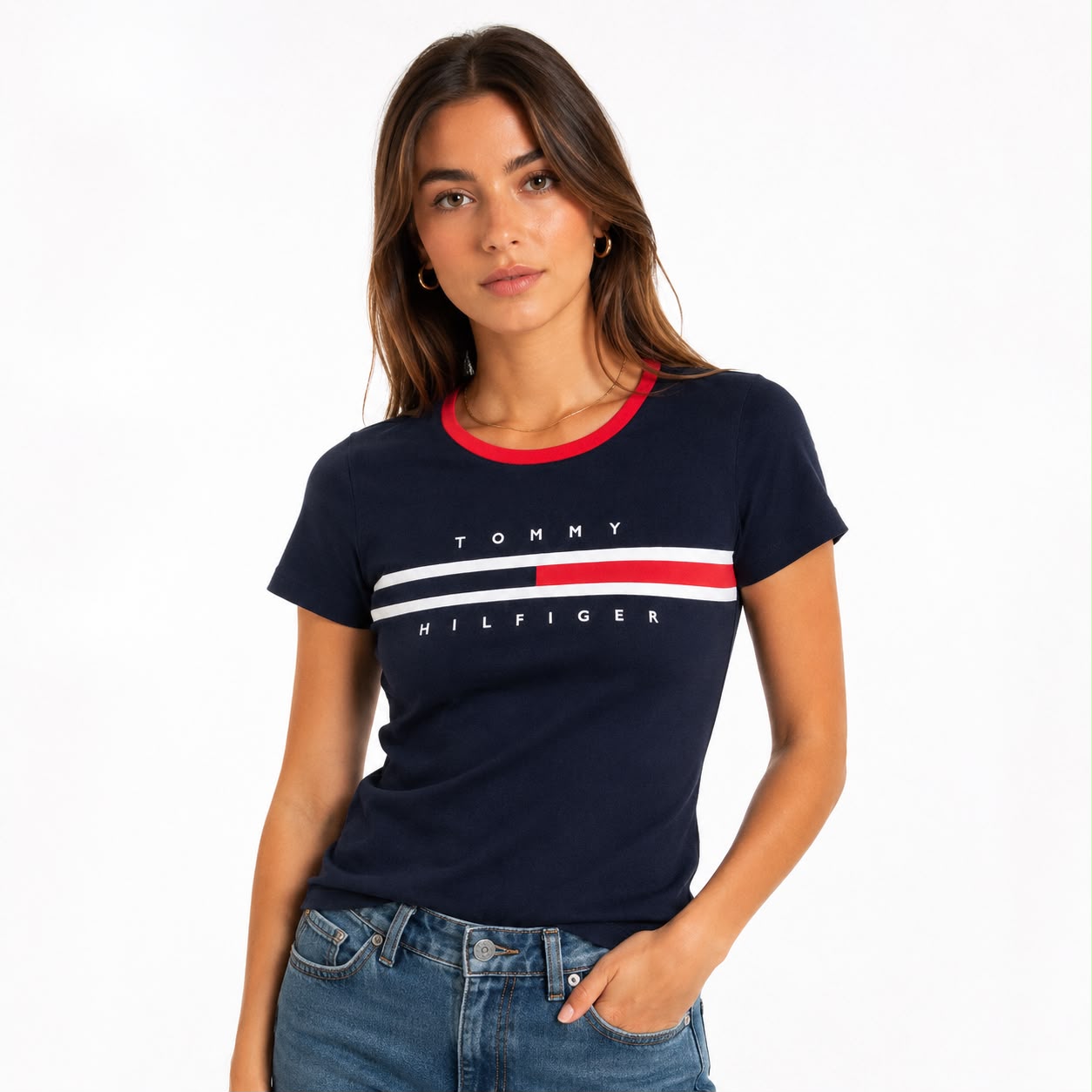 Tommy Hilfiger t-shirt stands out for its classic design with horizontal stripes