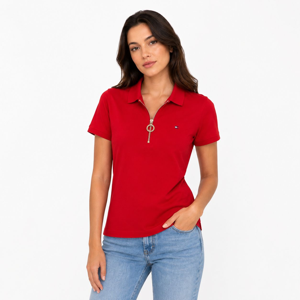 TOMMY HILFIGER-Slim Fit Zip Polo