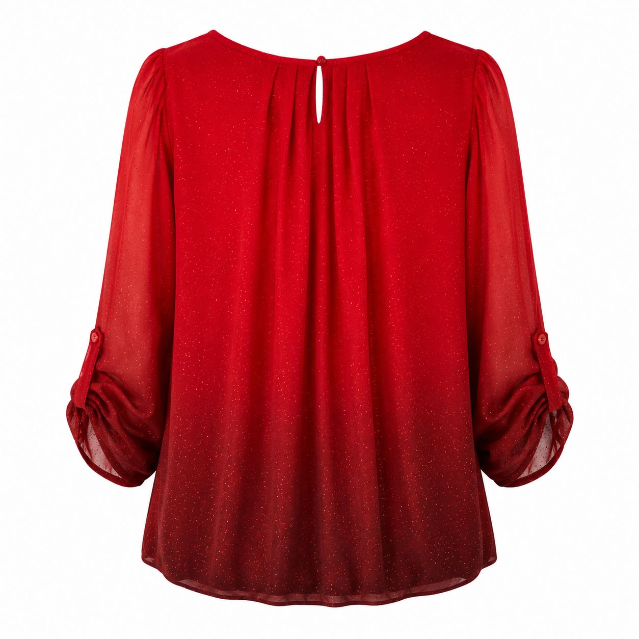 Sara Michelle women's red blouse with bright ombre effect and gathered three-quarter sleeves