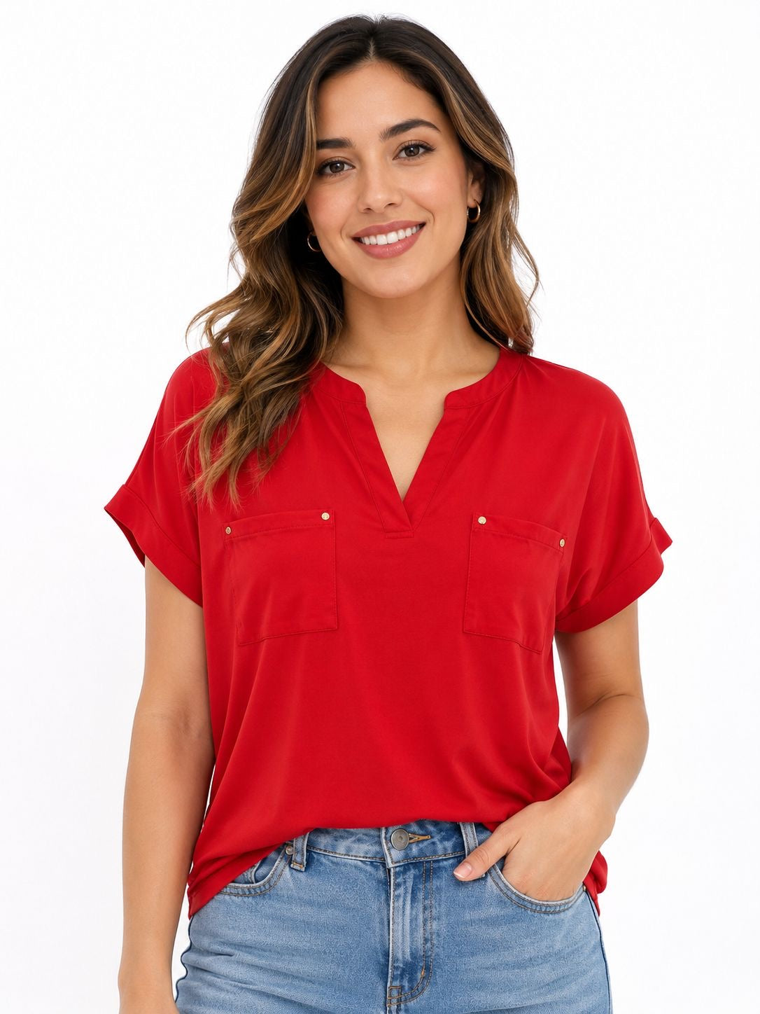 Anne Klein-Bright red blouse from the Anne Klein brand