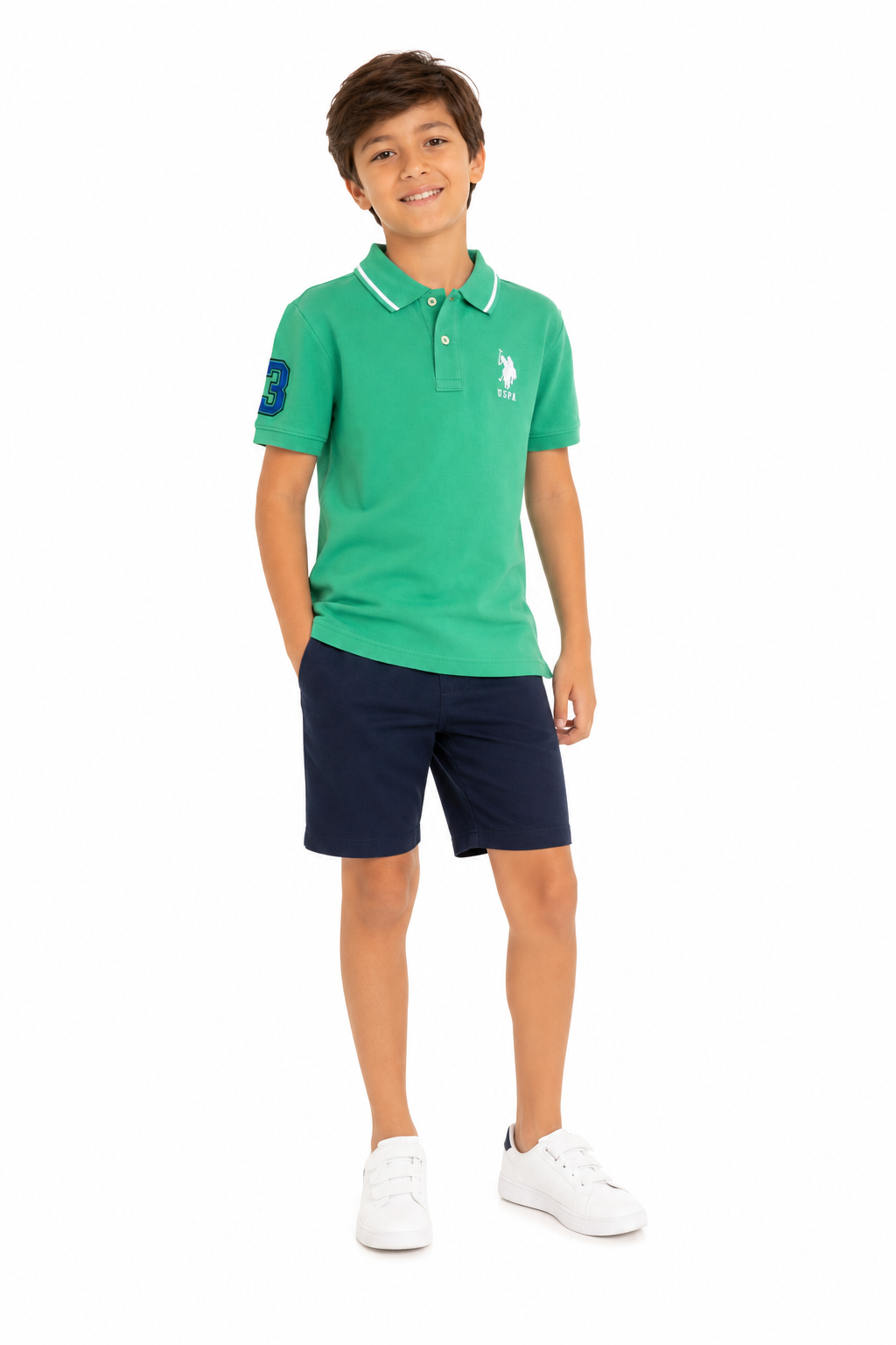 U.S. POLO ASSN-Green polo shirt from the U.S. for children or young people