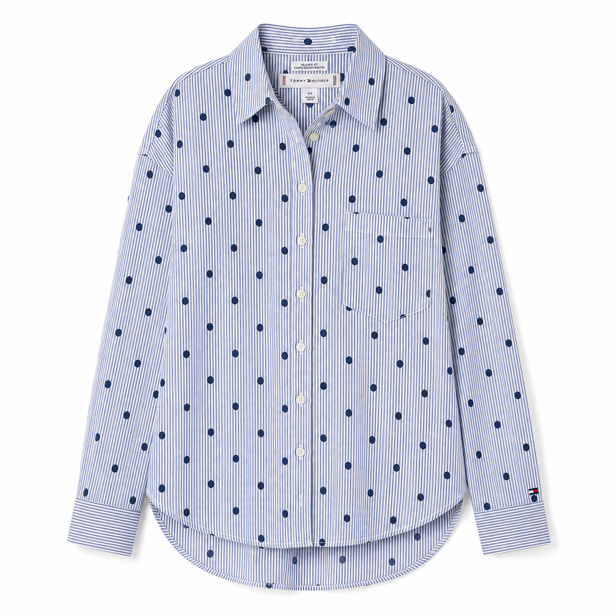 Tommy Hilfiger Relaxed Polka-Dot Poplin Jacquard Shirt