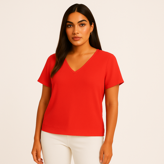 DKNY Sport by Donna Karen V-Neck Short Sleeve Slub Tee