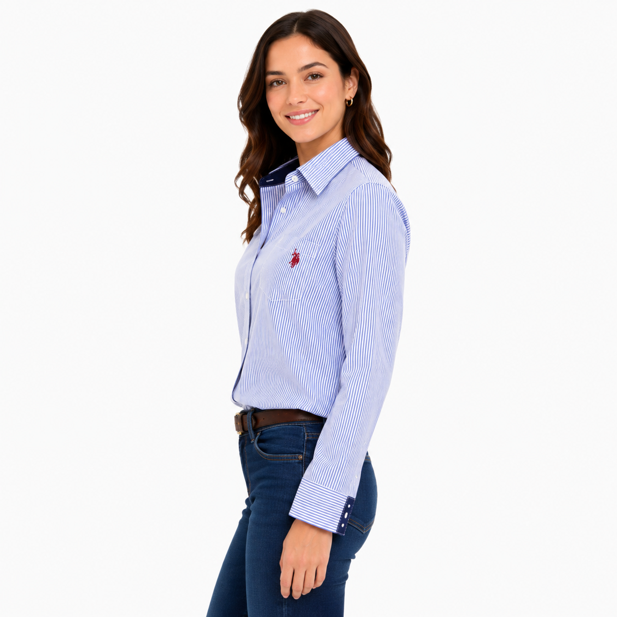 U.S Polo Assn Stripped Poplin Long Sleeve Shirt
