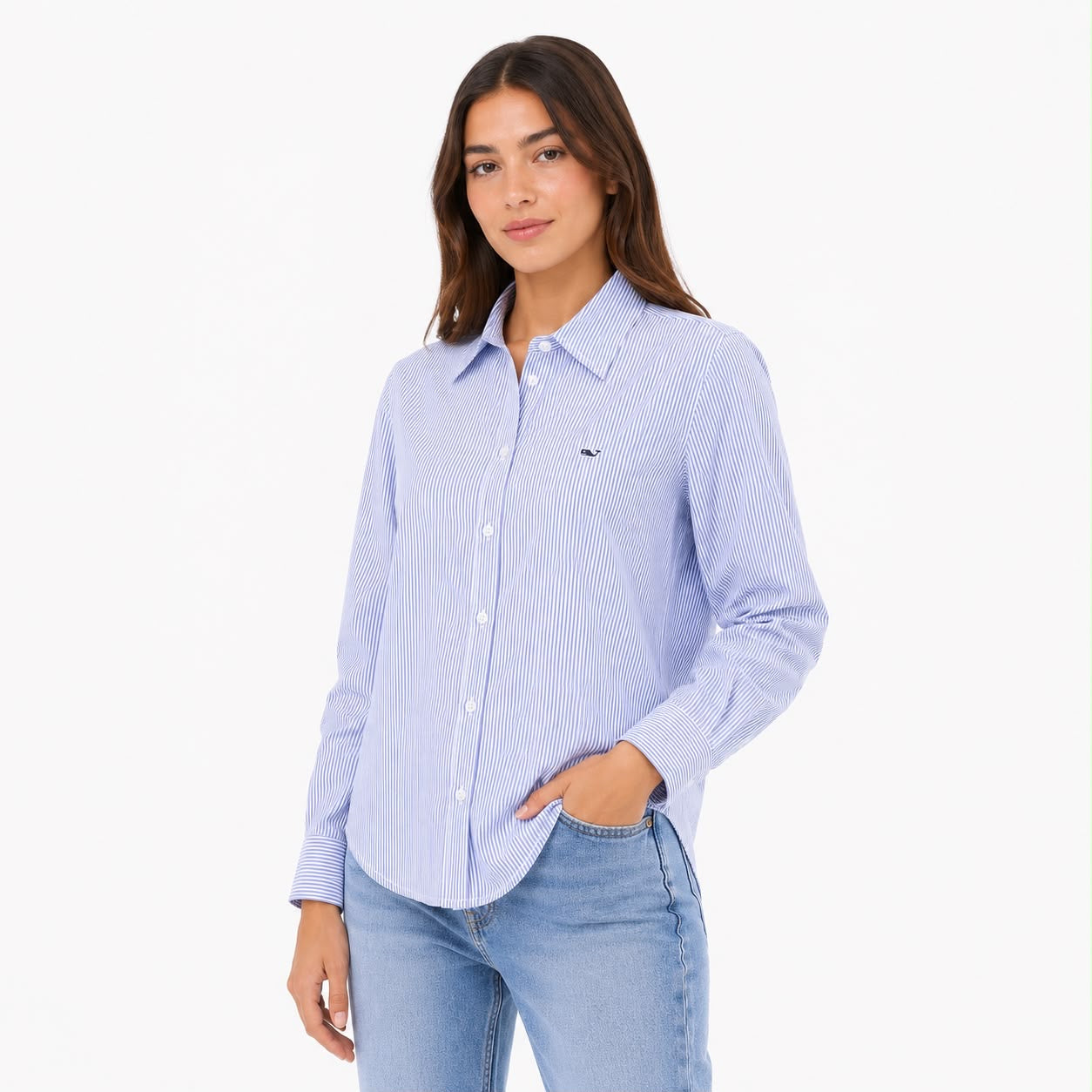 Vineyard Vines Striped Chilmark Women’s Classic Botton Down Marlin Shirt