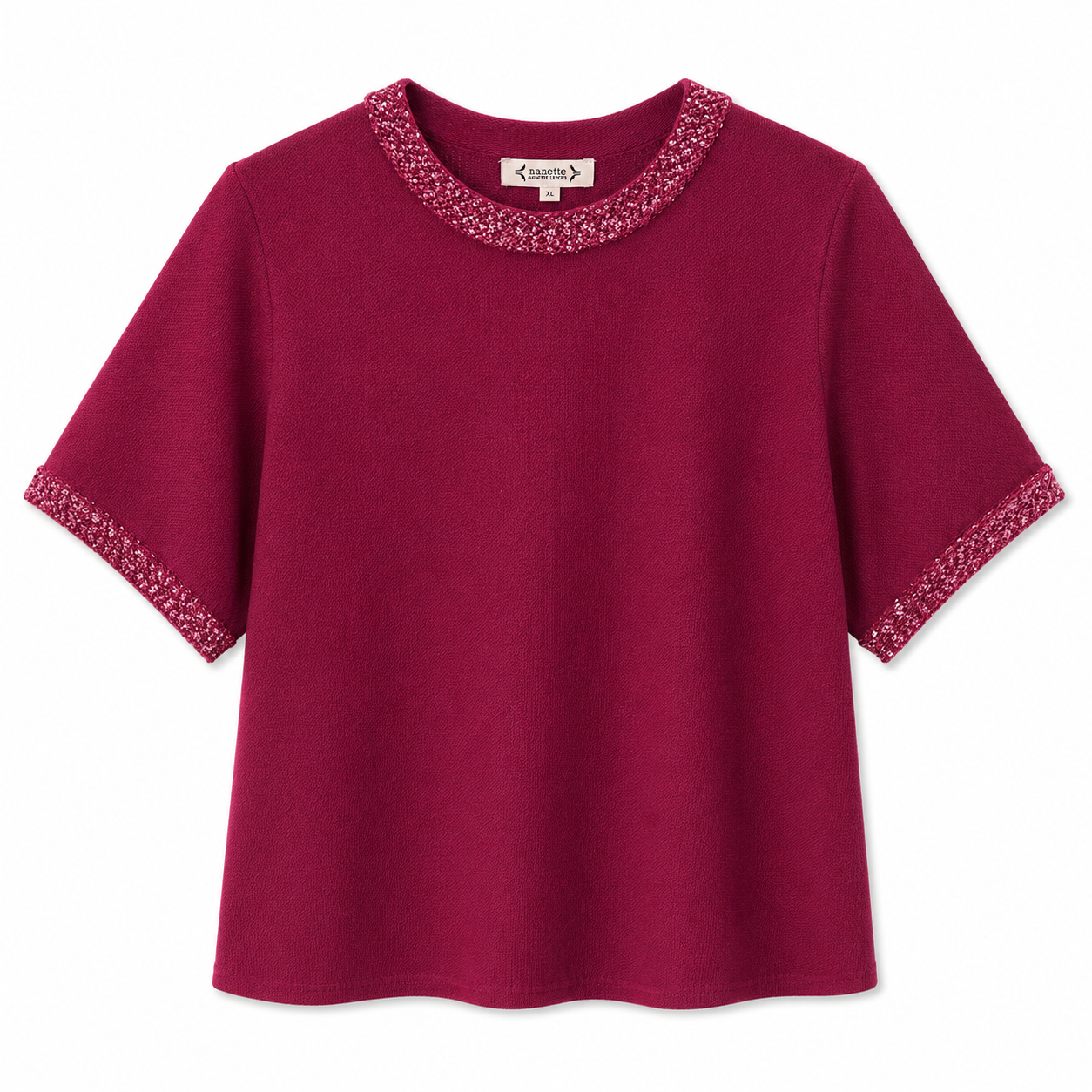 Nanette Lepore short sleeve sweater in wine color