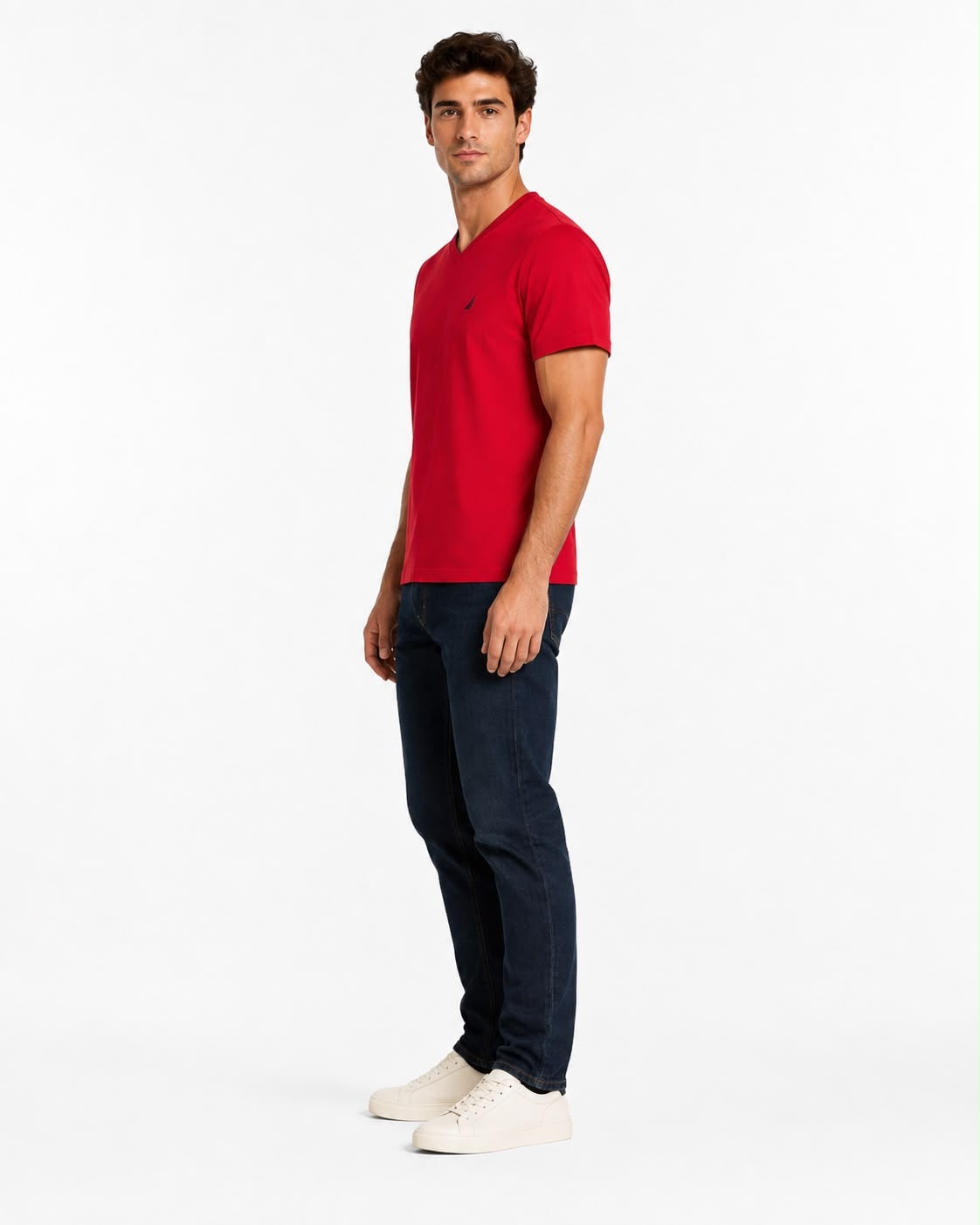 NAUTICA-Men's red V-neck t-shirt