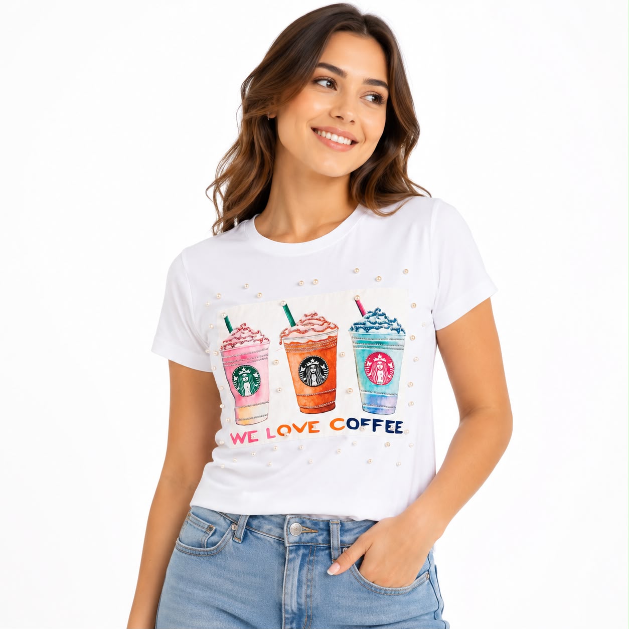 Olly Z White short-sleeved t-shirt stands out for a striking design