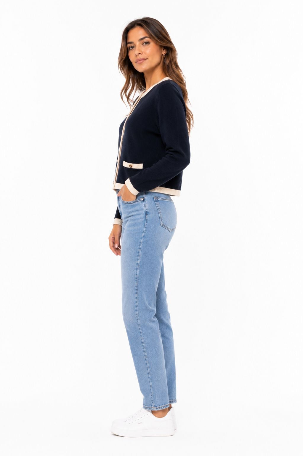 French Connection-Women's Fine Gauge Lightweight Framed Cardigan Sweater