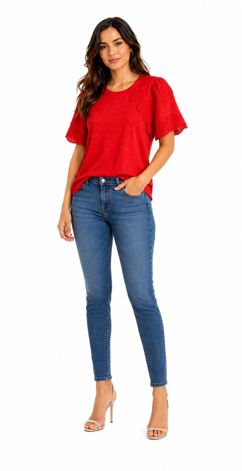 NOTATIONS-Red short-sleeved t-shirt from the Notations brand