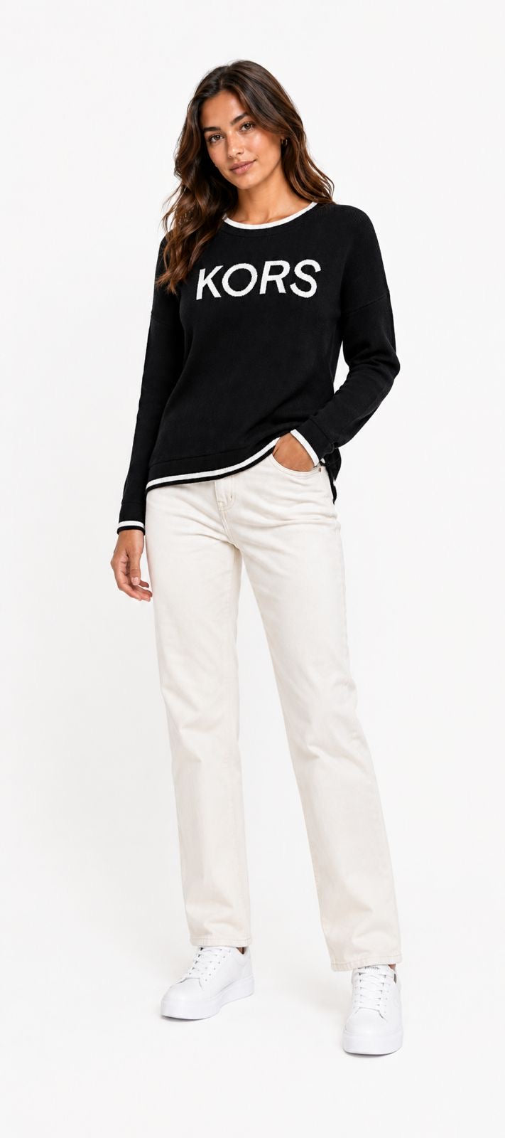 Michael Kors women's black long-sleeved sweater