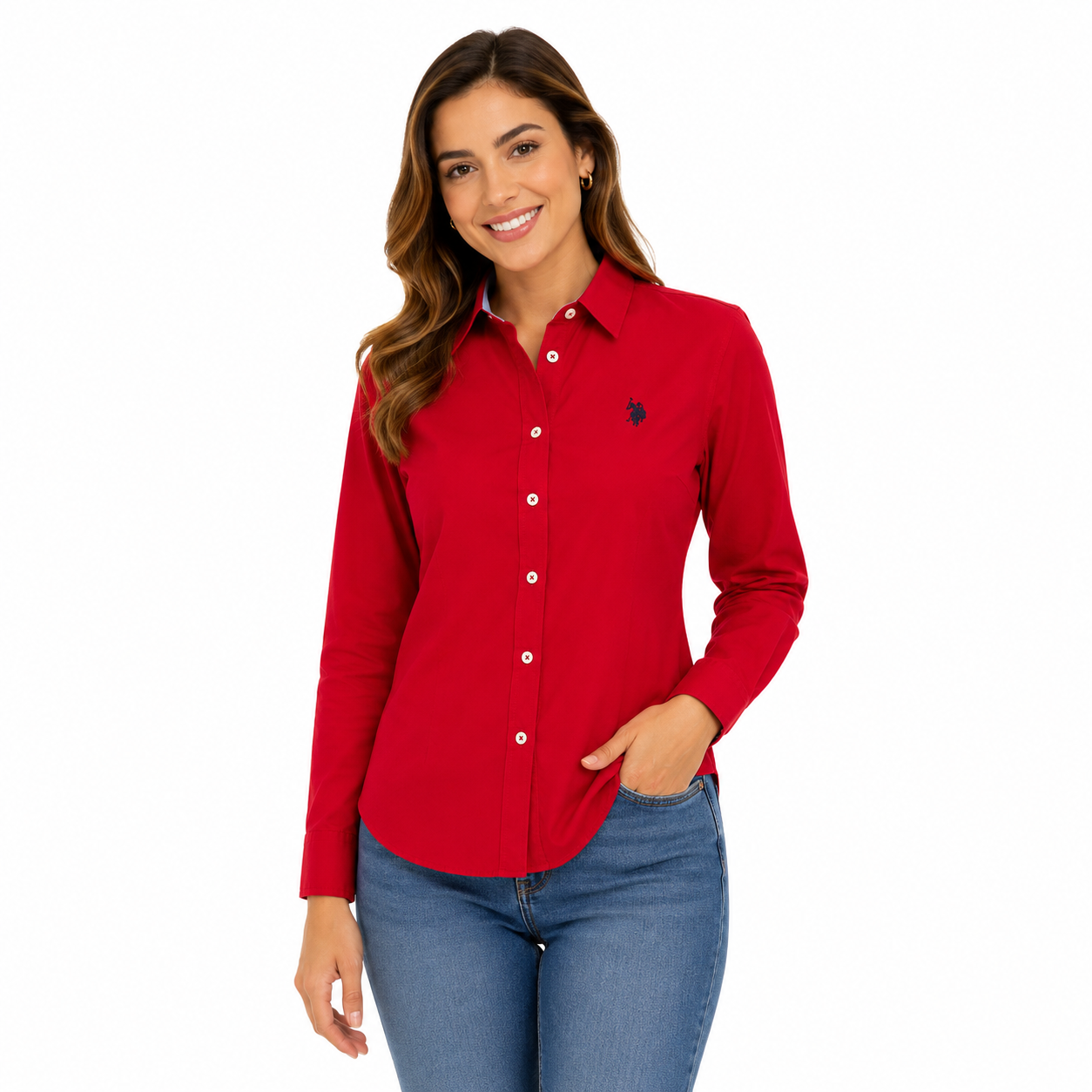U.S. Polo Assn. Women's Mint Long Sleeve Basic Shirt