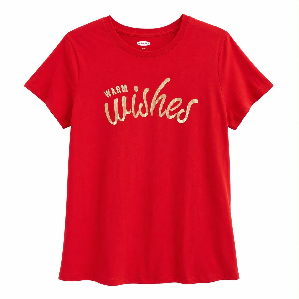 Old Navy Warm Wishes red Christmas Tee Tshirt