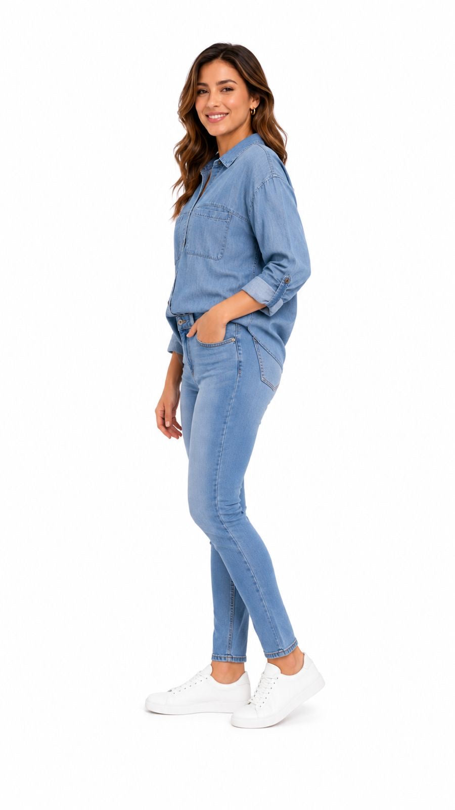 JANE DELANCEY-Women's cowboy or cambray style button-down shirt