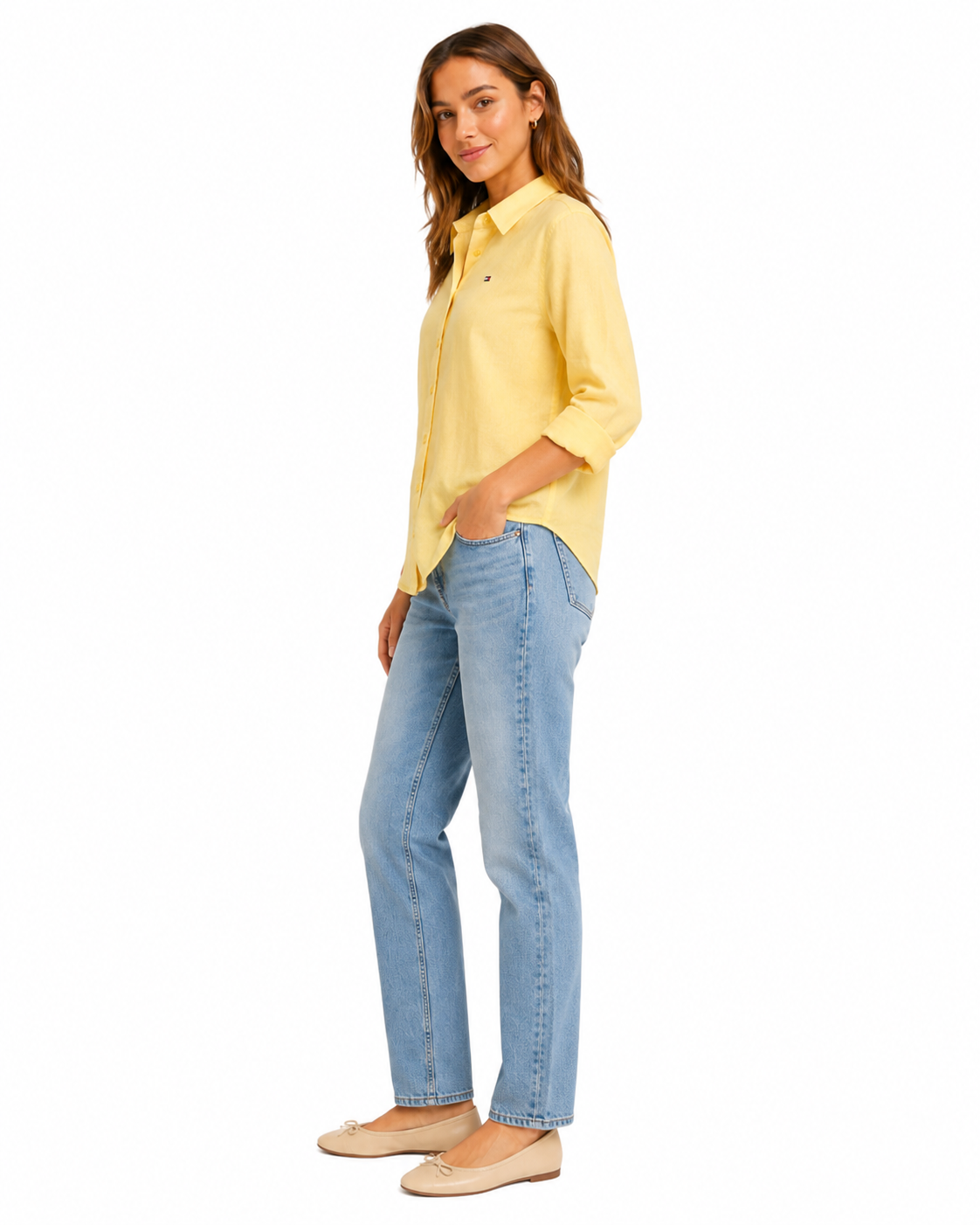Tommy Hilfiger relaxed-cut yellow linen shirt