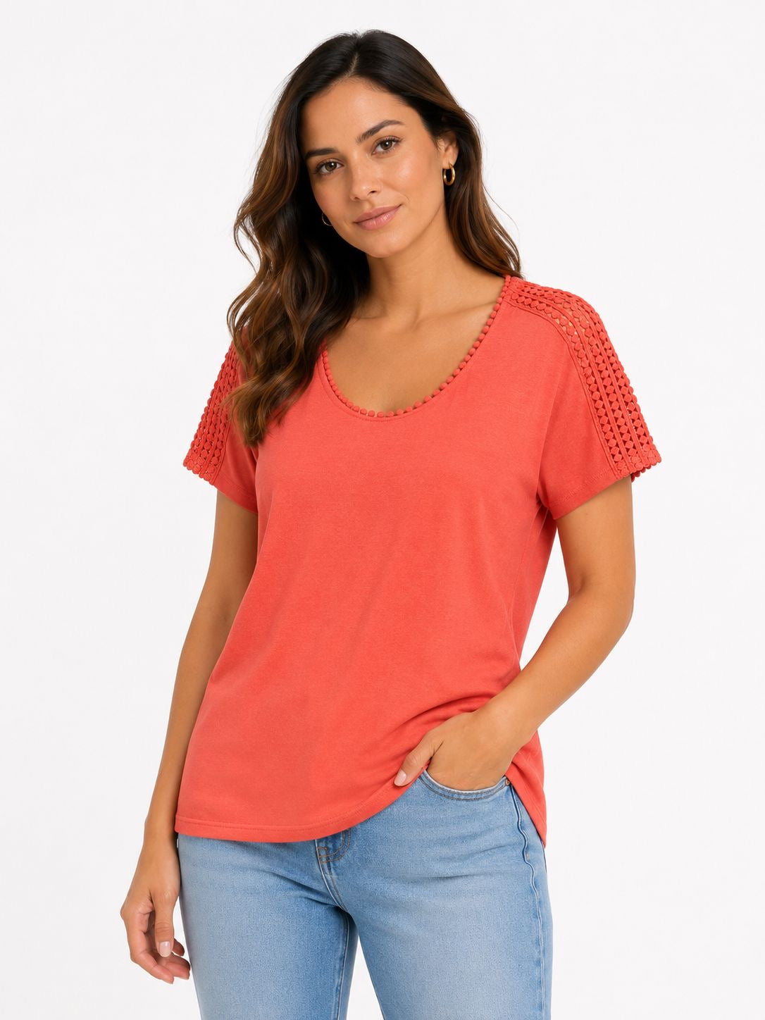 RAFAELA-Women’s DOT TRIM TEE