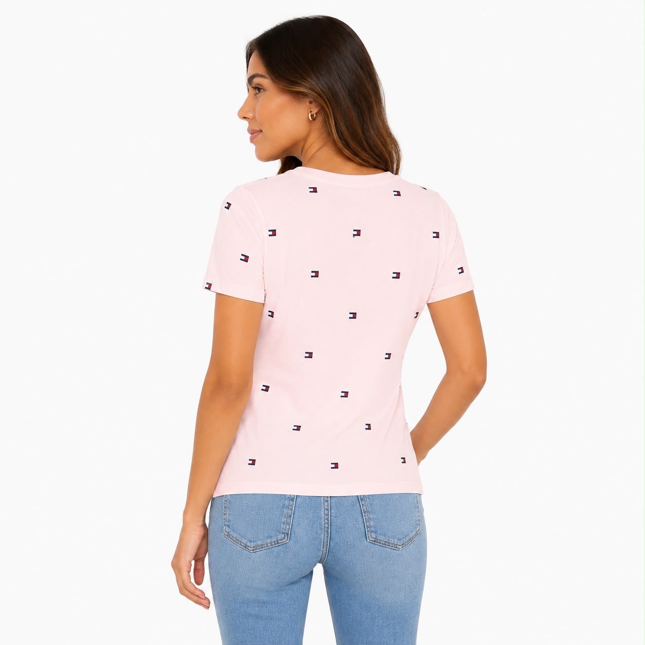 Tommy Hilfiger-Allover Flag V-Neck Favorite T-Shirt