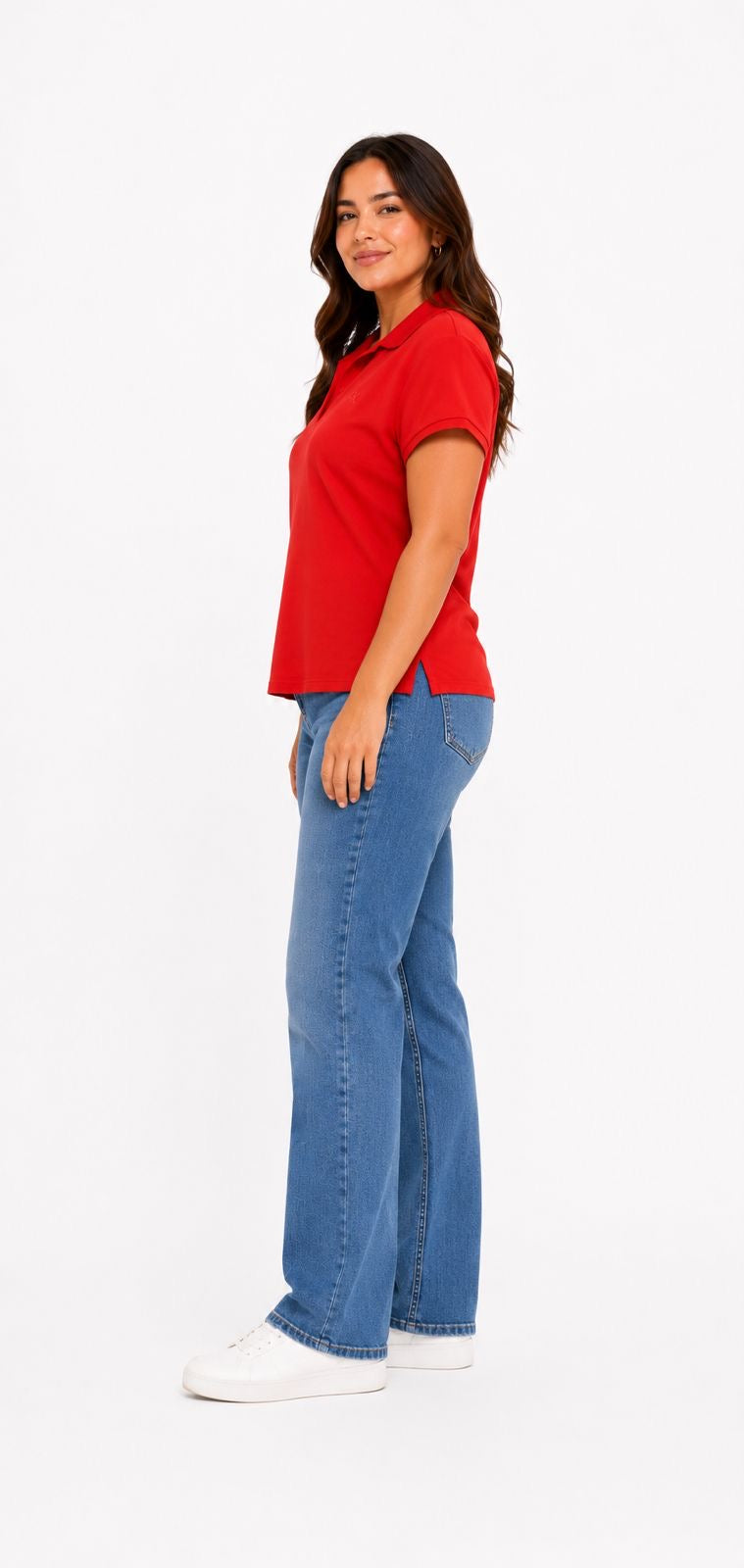 Calvin Klein Jeans- Women’s Ribbed Shirt- Sleeve Polo Shirt