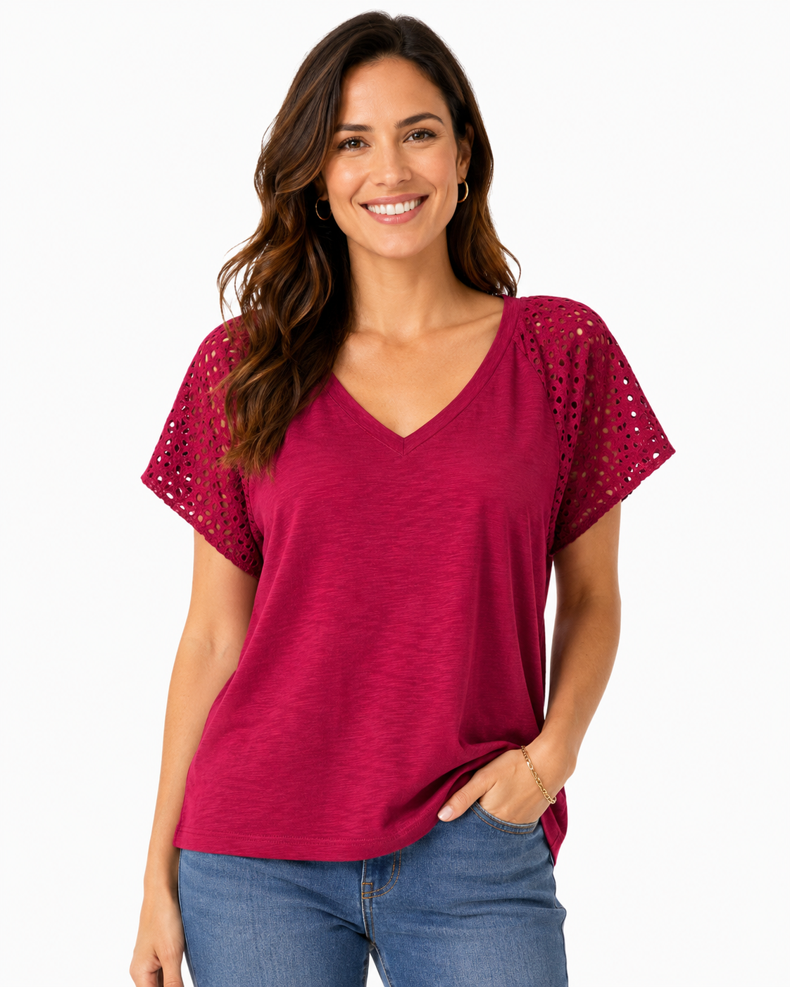 JANE+DELANCEY-Cotton t-shirt in intense fuchsia color from the JANE + DELANCEY Brand
