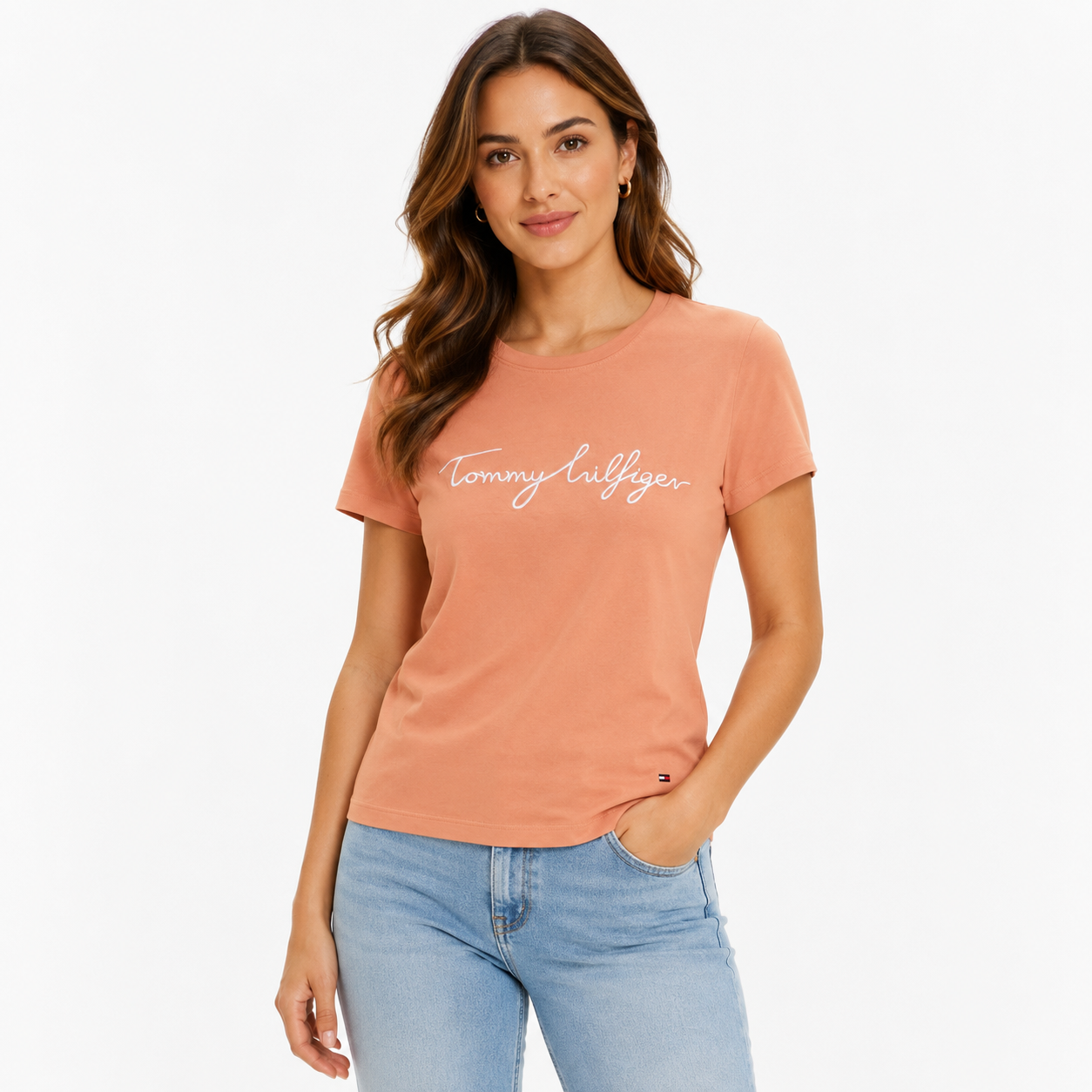 TOMMY HILFIGER-Embroidered Signature Crewneck T-Shirt
