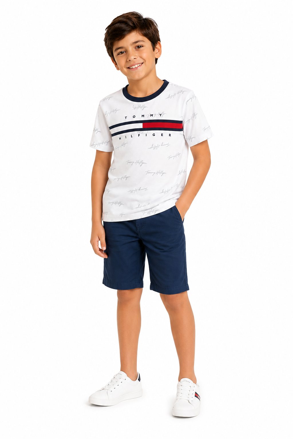 Tommy Hilfiger-Kids' Flag Stripe Logo T-Shirt