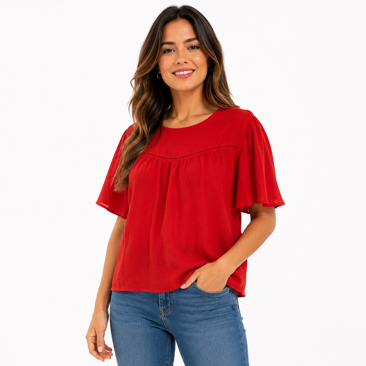 Nanette Lepore brand blouse in vibrant red