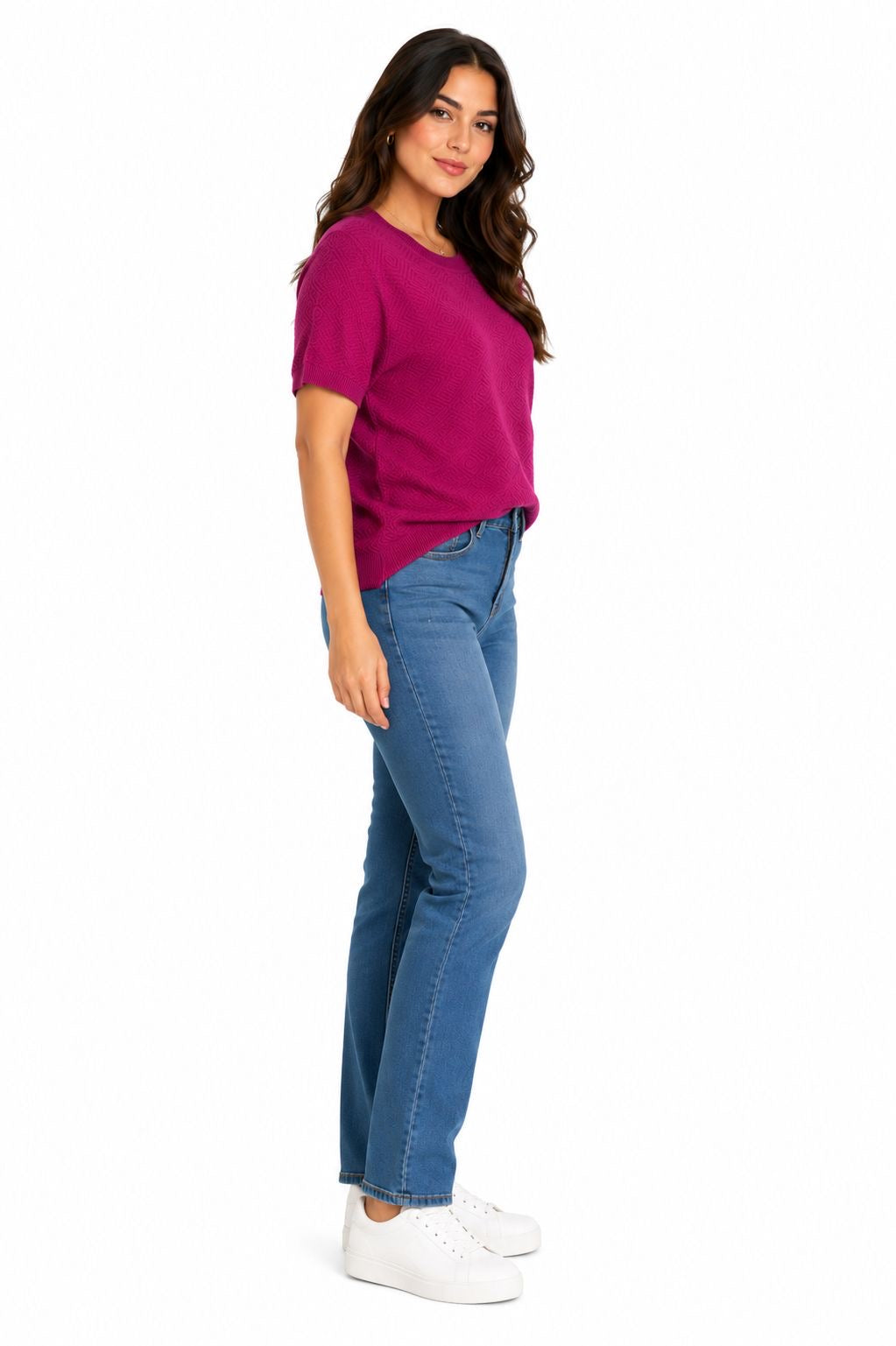 ANNE KLEIN-Short-sleeved knit blouse