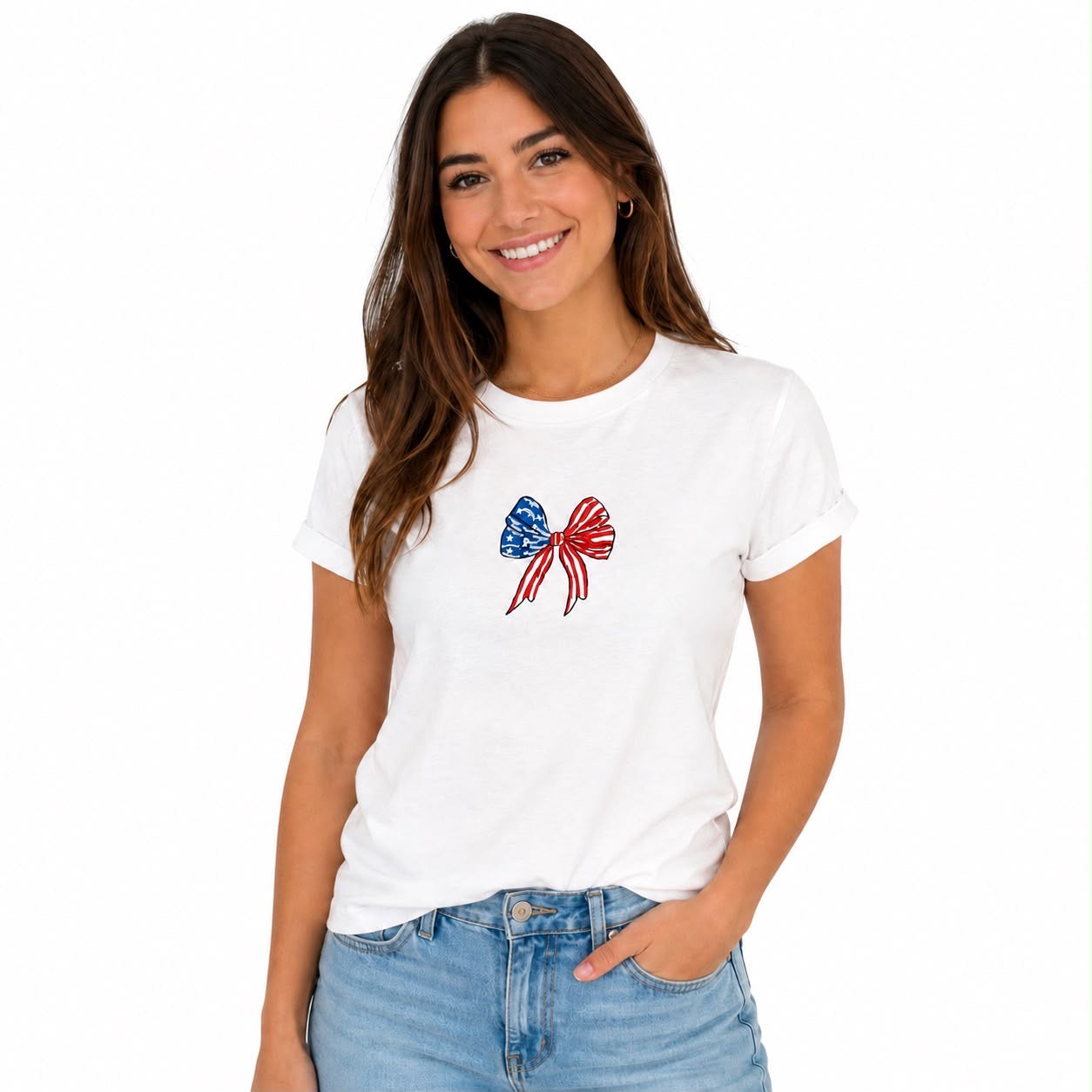 Cynthia Rowley White short-sleeved t-shirt with a patriotic bow Women’s