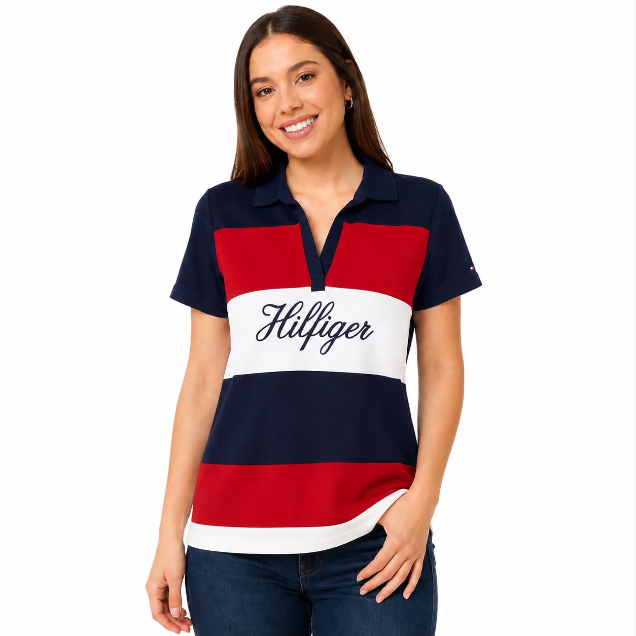 Tommy Hilfiger Colorblock Logo Split-Neck Polo