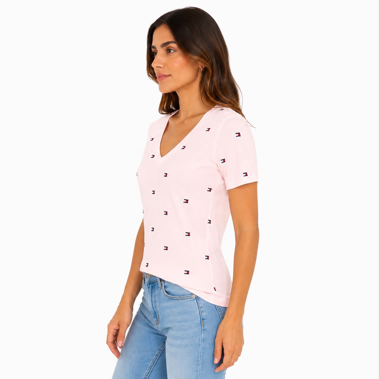 Tommy Hilfiger-Allover Flag V-Neck Favorite T-Shirt