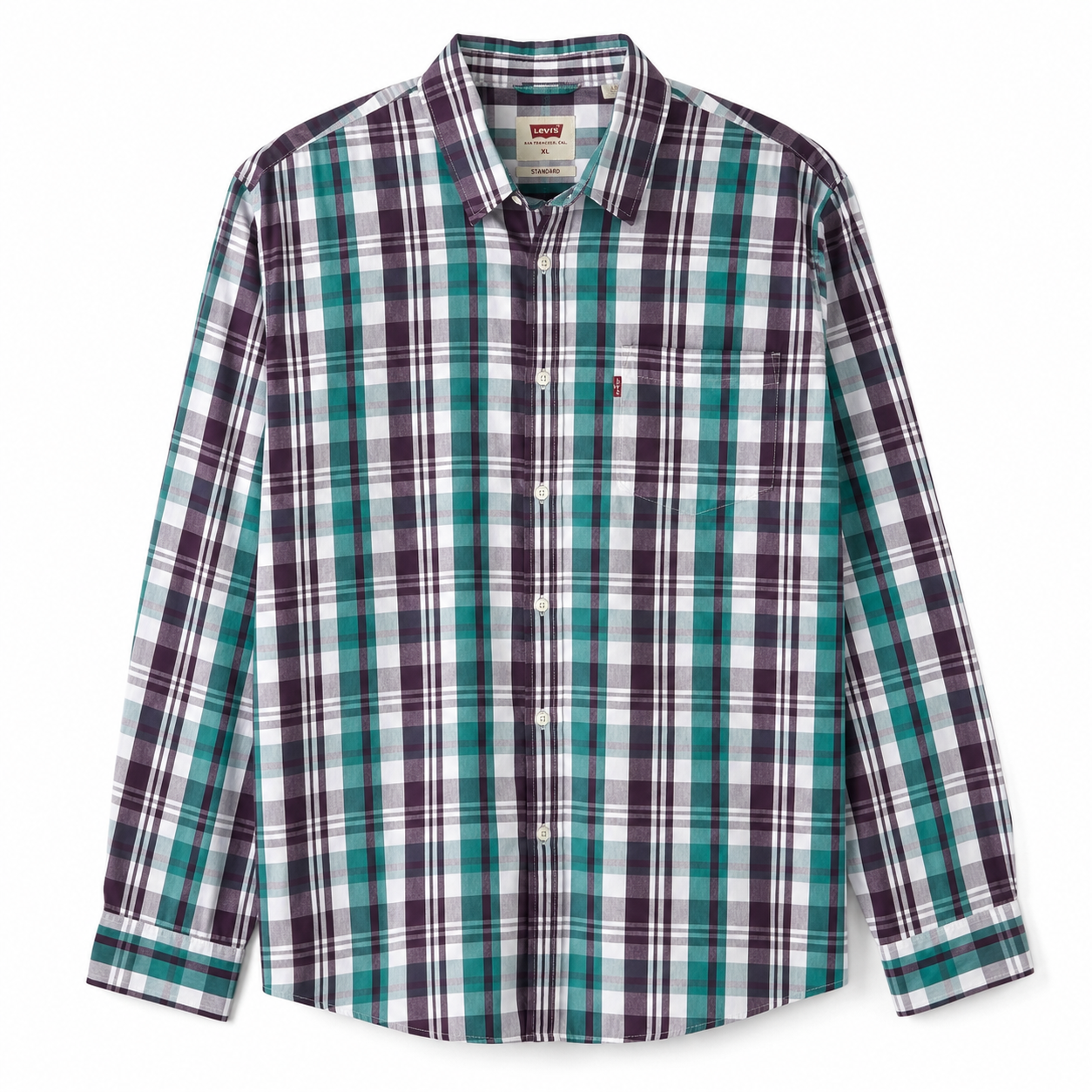 Levi’s Checkered long sleeve casual shirt in green tones