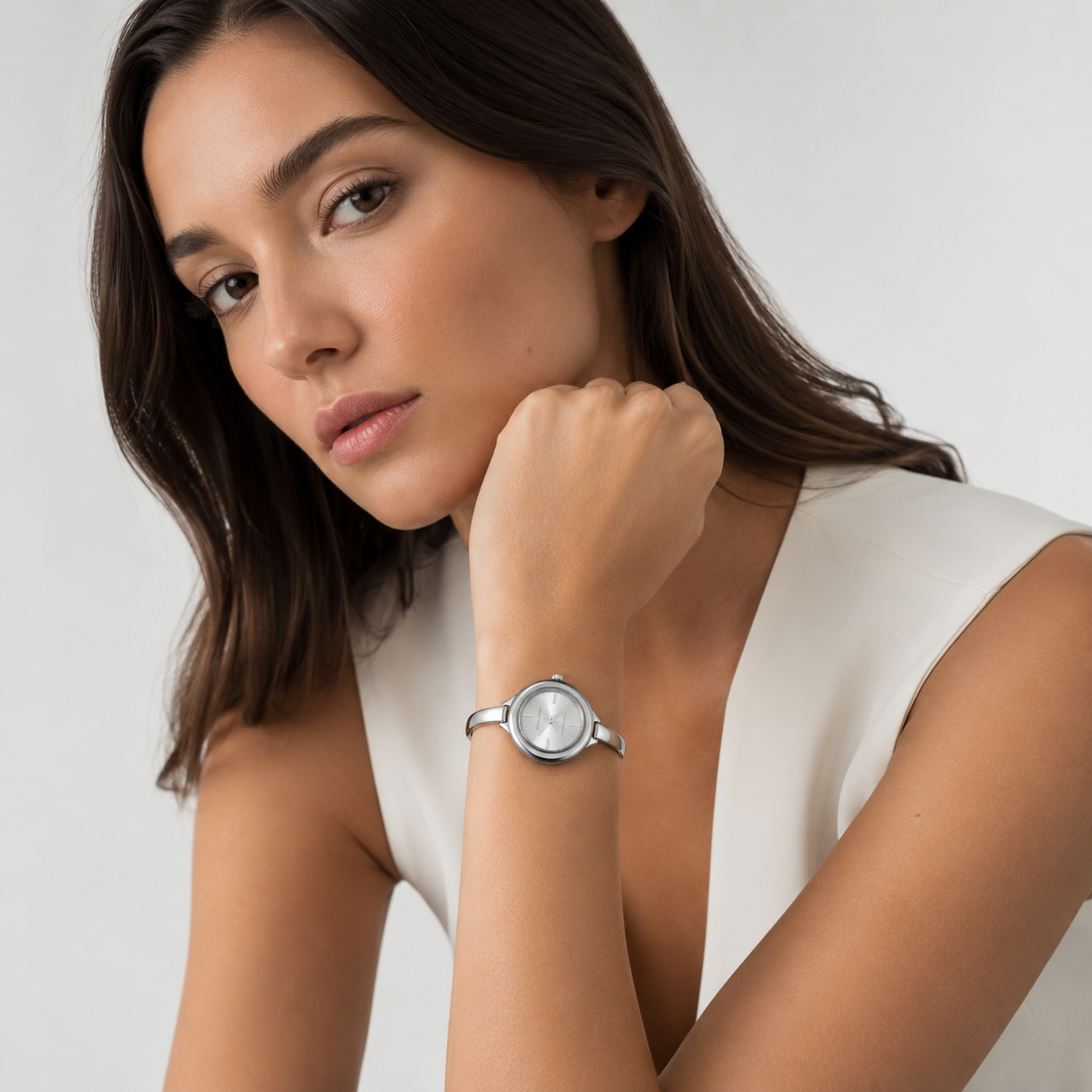 Michael Kors Izzy Three-Hand Silver-Tone Stainless Steel Watch