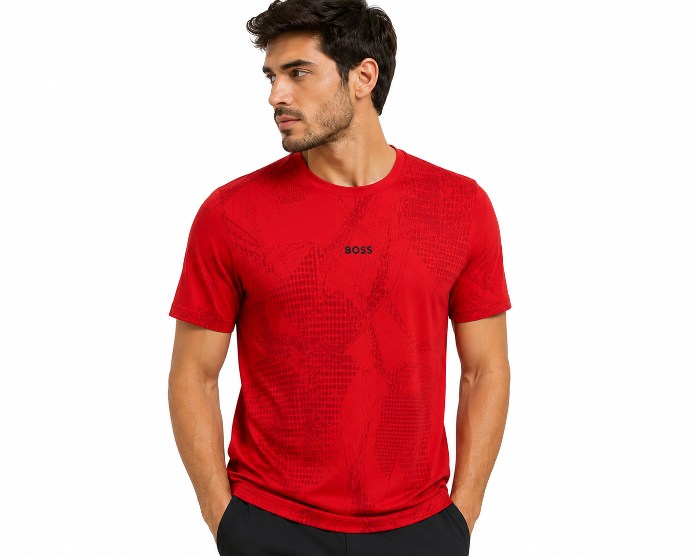 BOSS Tee Desert Active technical t-shirt in Red