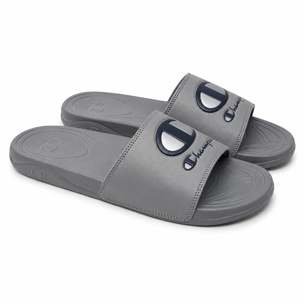 Champion slide-type flip-flops in gray sandals