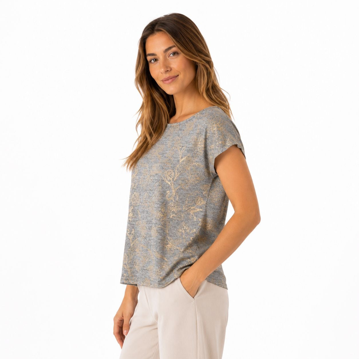 Park & Main Petite Short cut textured blouse Women’s