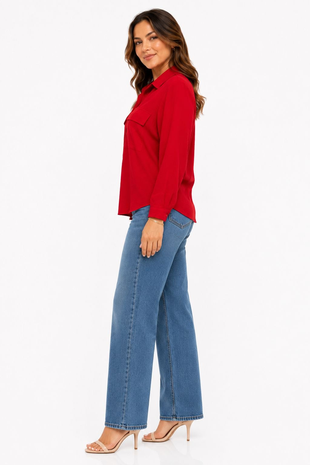 RAFAELLA-"Popover" style blouse or fluid red shirt from the Rafaella brand