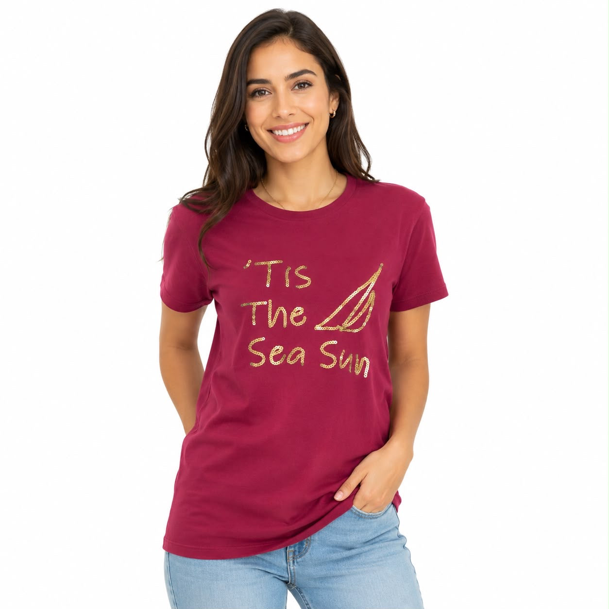 Nautica Sequin 'Tis The Sea Sun Graphic T-Shirt