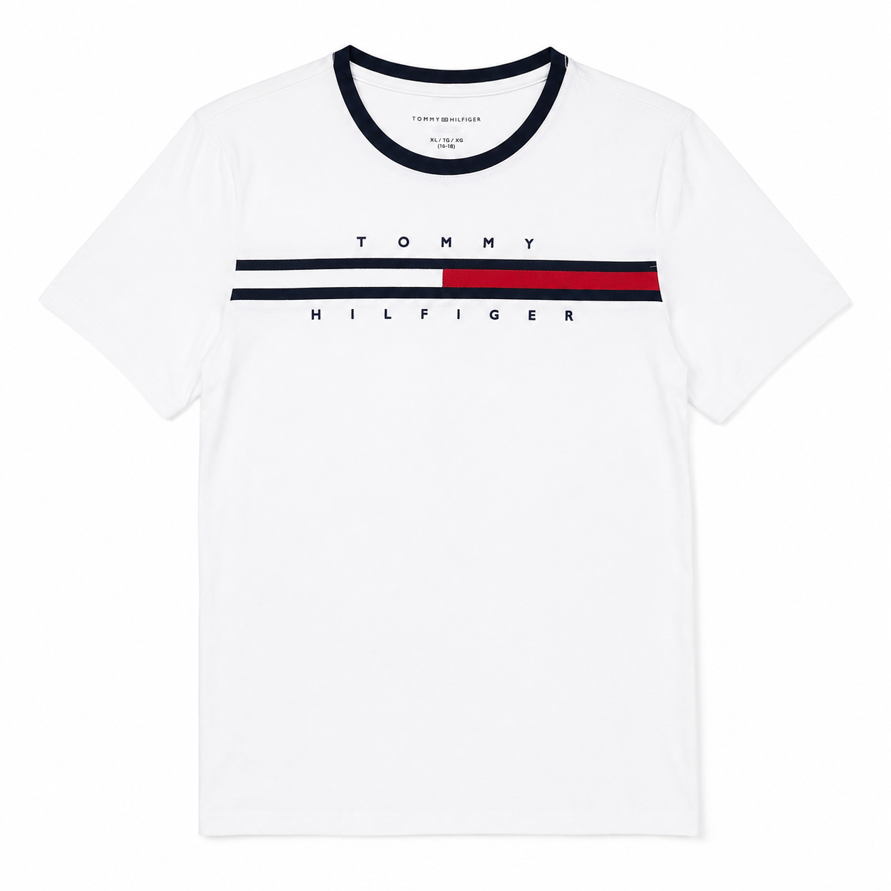TOMMY HILFIGER-Embroidered Flag Logo T-Shirt