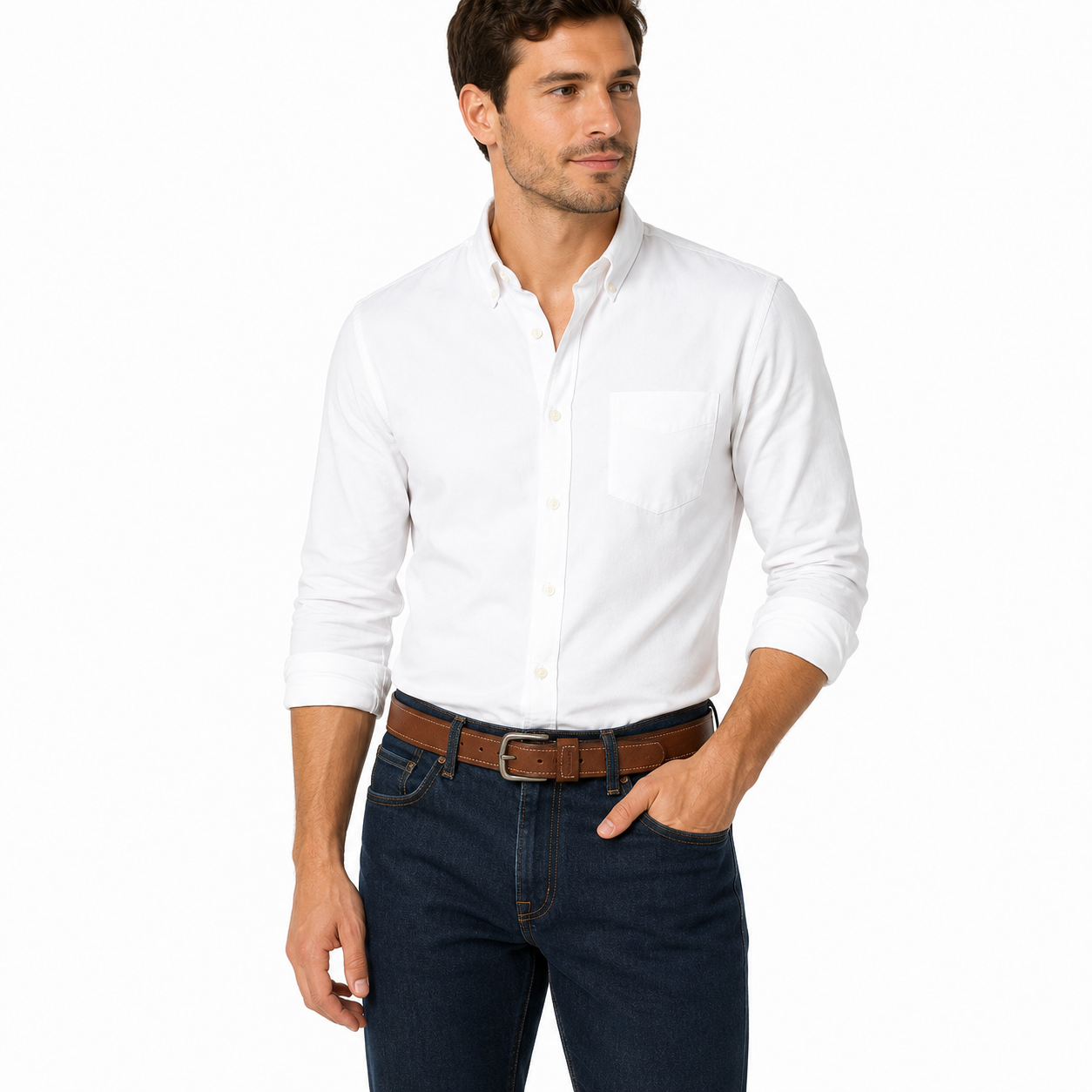 Columbia Men's Contrast Stitch Leather Belt