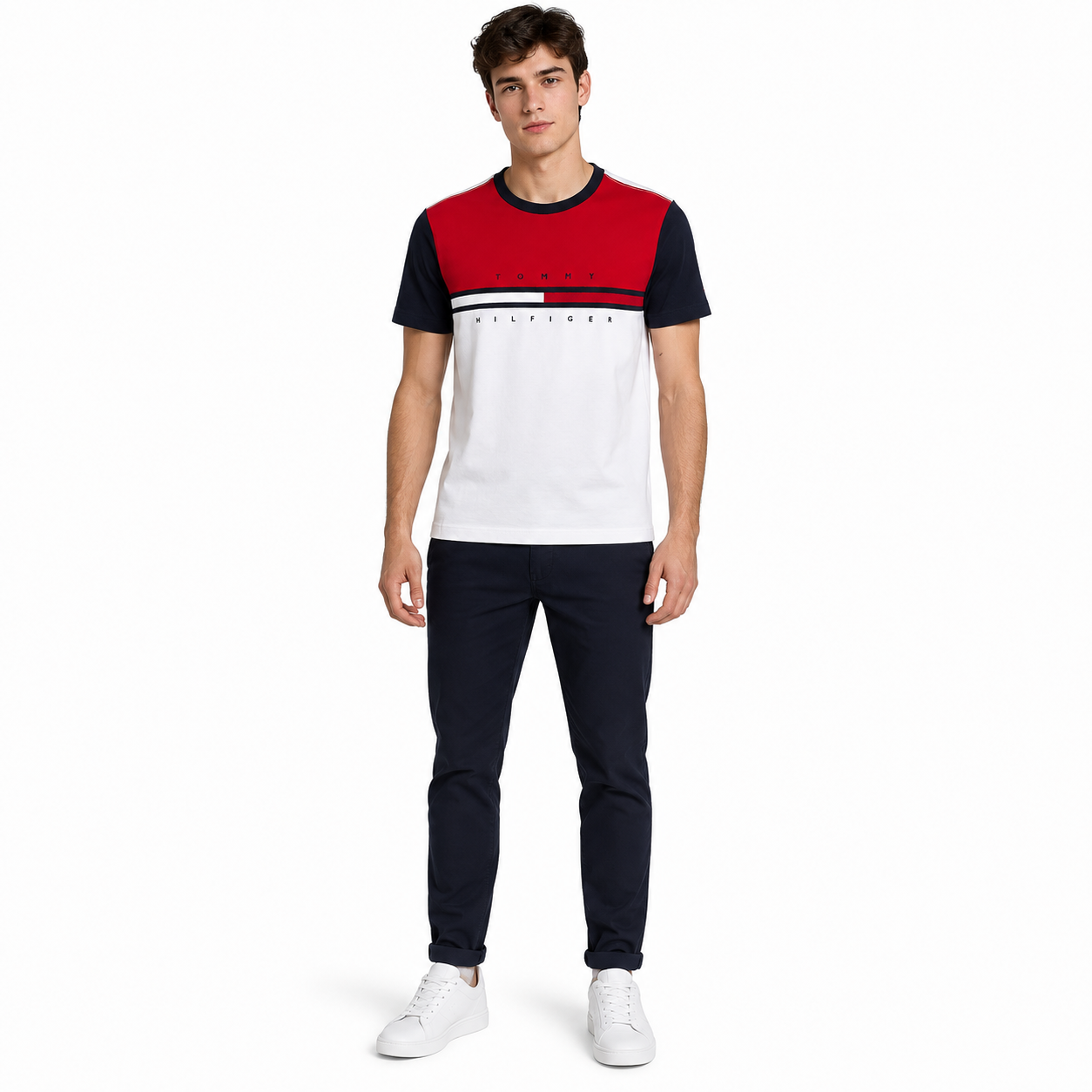 Tommy Hilfiger Colorblock Flag Stripe Logo T-shirt
