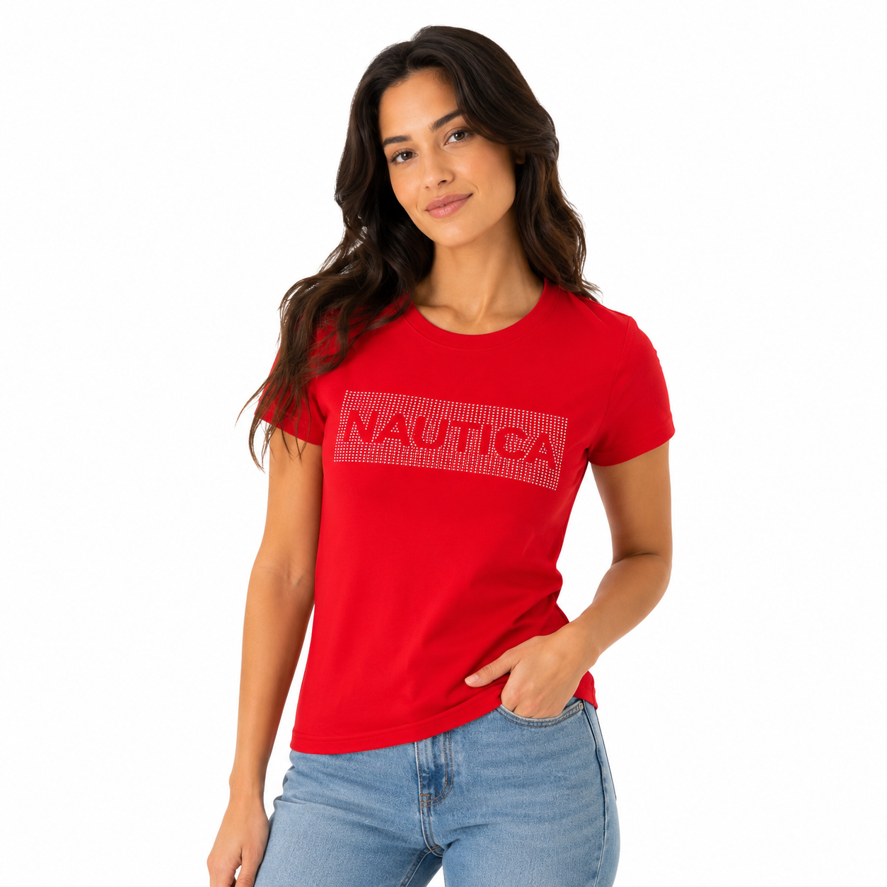 Nautica Rhinestone Logo Graphic T-Shirt