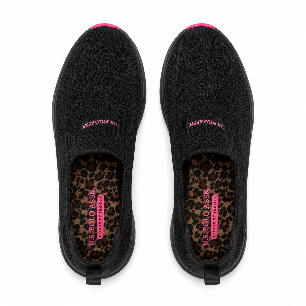 Us Polo Assn Women's sneakers from the brand in black with pink details.