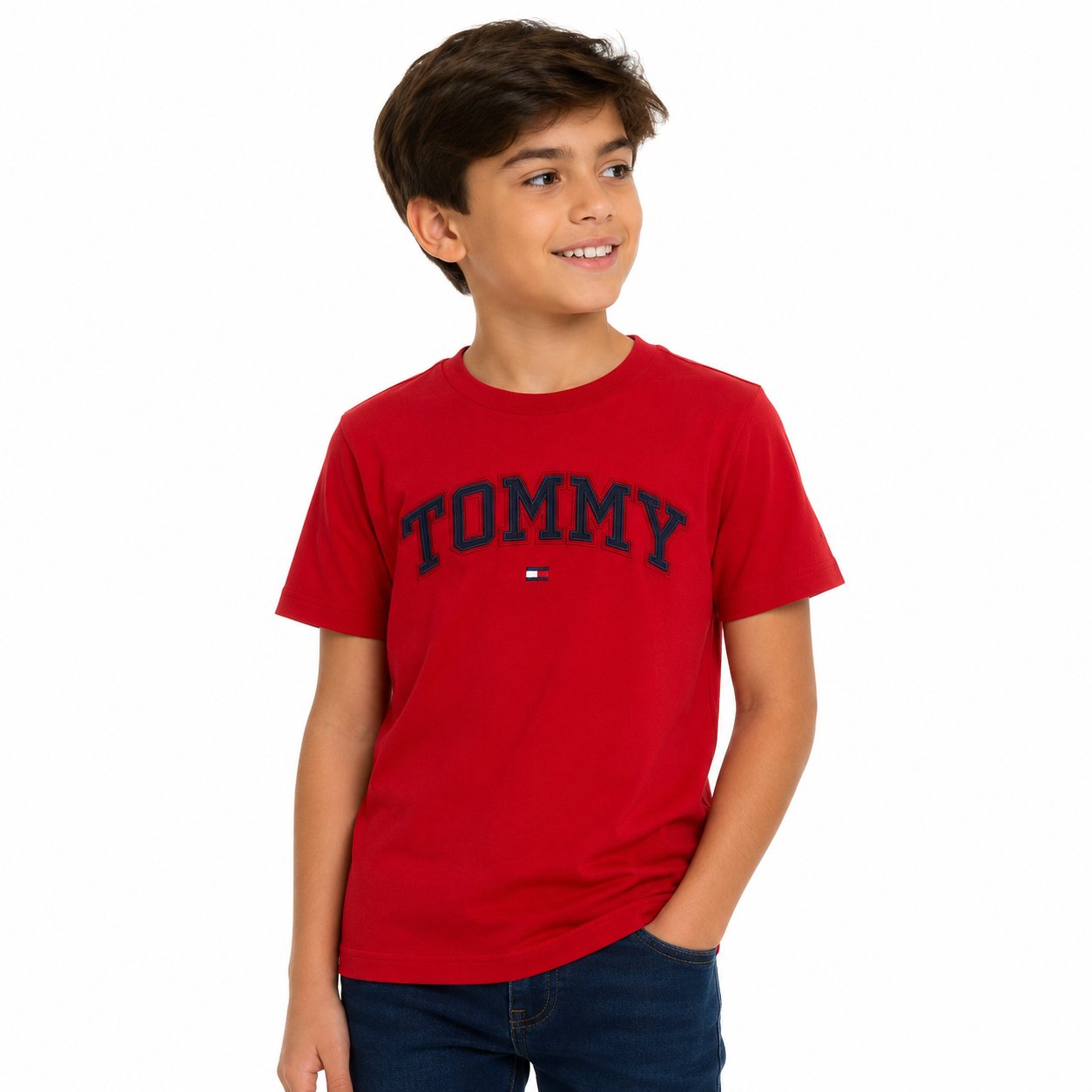 TOMMY HILFIGER-Red boy's t-shirt is from the Tommy Hilfiger brand