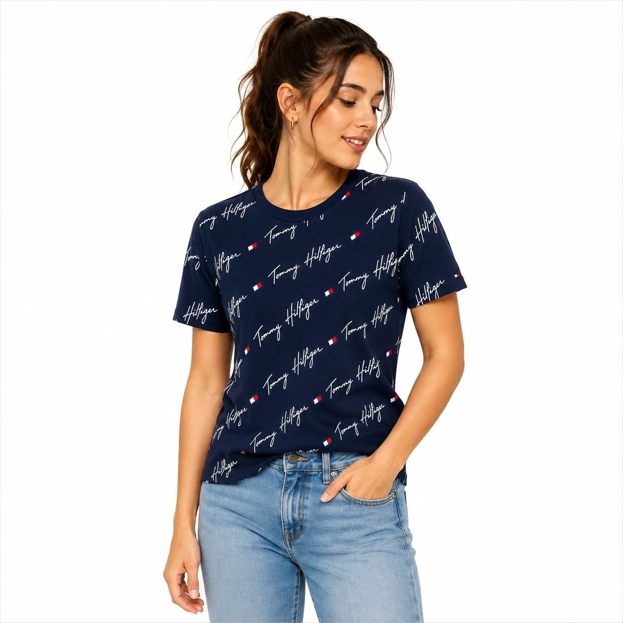 Tommy Hilfiger T-Shirt Repeat Logo Azul Women’s
